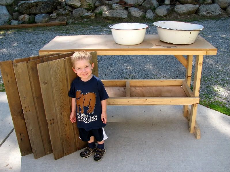 Our Son with a Potting Bench Project!